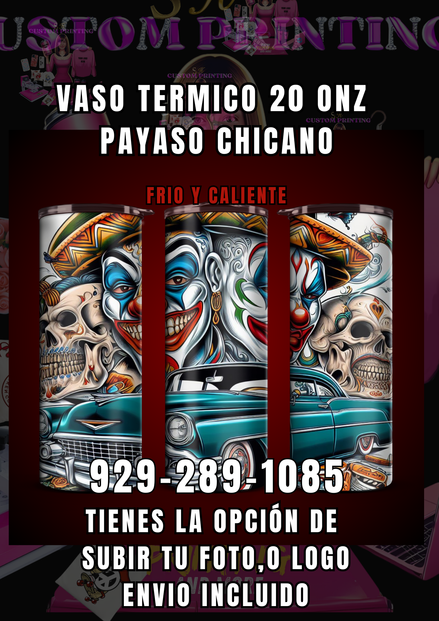 Vaso 20onz..tumbler Clown ,(payaso)