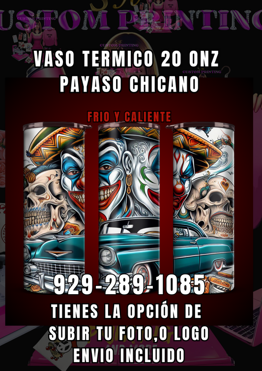 Vaso 20onz..tumbler Clown ,(payaso)